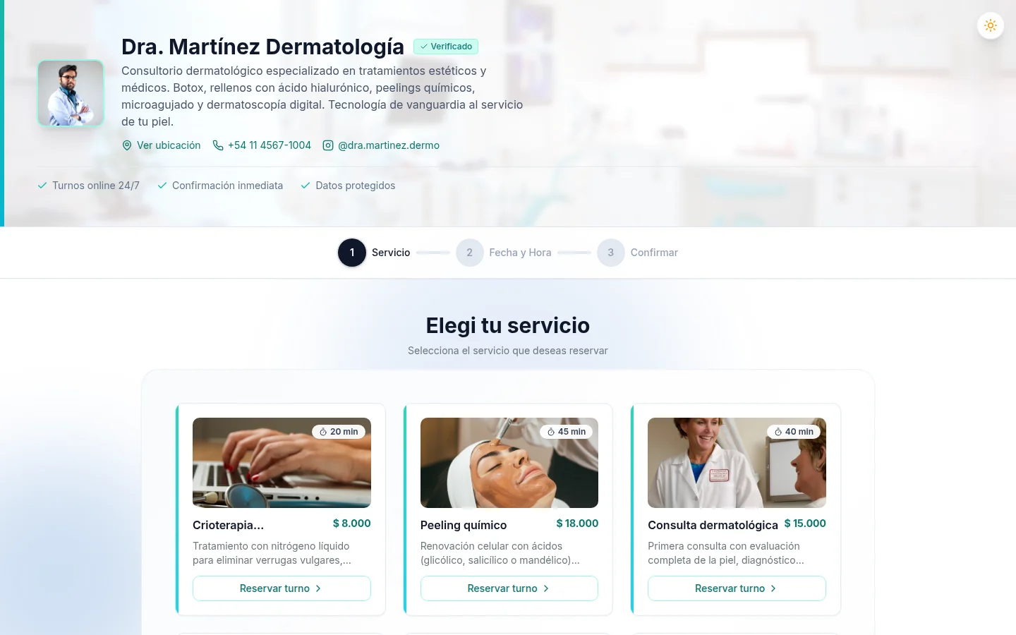 Dra. Martínez Dermatología — agenda de turnos médicos con calendario y pacientes