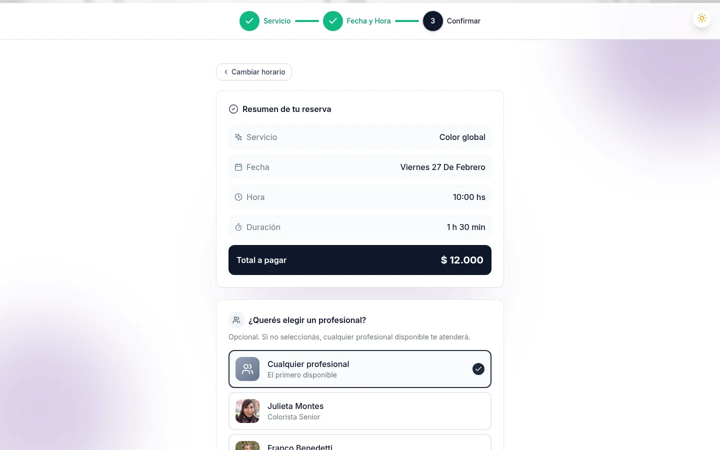 Confirmación + cobro instantáneo
