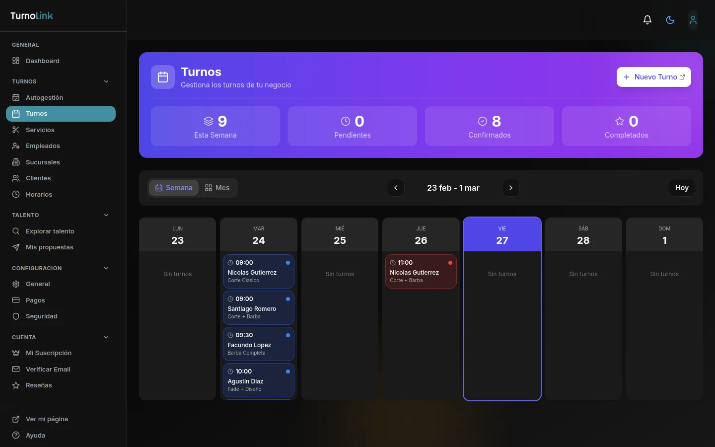 TurnoLink — The Barber Club